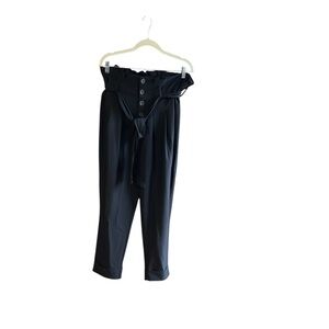 Like an Angel black paper bag style pants with cuffs belt buttons Sz 2X
